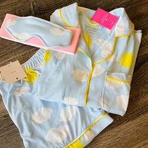 Kate spade 3pc pajamas clouds eyemask nwt small